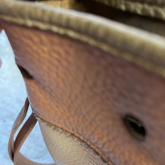 Dooney & Bourke leather khaki & brown Bucket bag Brass hardwares . - Picture 14 of 16